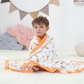Kassy Pop Printed 6 Layer Bamboo Muslin Blanket Cum Swaddling Towel, (110cm x 110cm) - Carrot Print