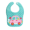 KASSY POP Waterproof Silicone Baby Feeding Bibs, Velcro Closure - Love Car Print