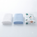 KASSY POP Kids Muslin Cotton Bath Towel, Blanket, Swaddle,105 X 105 cm - Pack of 3 (Blue, White and Pinkprint)