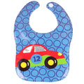 KASSY POP Waterproof Silicone Baby Feeding Bibs, Velcro Closure - Racing Car Print