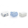 KASSY POP Kids Muslin Cotton Bath Towel, Blanket, Swaddle,105 X 105 cm - Pack of 3 (Blue, White and Printed)