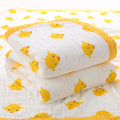 Kassy Pop Printed 6 Layer Bamboo Muslin Blanket Cum Swaddling Towel, (110cm x 110cm) - Yellow Duck Print
