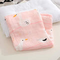 Kassy Pop 100% Bamboo Cotton Baby Swaddle Wrap Cum Receiving Blanket, 125x100 cm - Pink Duck Print