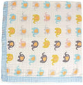 Kassy Pop Printed 6 Layer Bamboo Muslin Blanket Cum Swaddling Towel, (110cm x 110cm) - Elephant Print