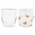 Kassy pop Cotton Cloth Reusable Diaper for Babies with One Piece 3-Layer Microfiber Insert (0-36 Months) Pack of 2 - White and Teddy Print