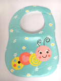 KASSY POP Waterproof Silicone Baby Feeding Bibs, Velcro Closure - Caterpillar Print