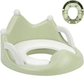 Kassy Pop Crown Shaped Baby Potty Training Seat with Soft Cushion Handles and Backrest for Round Oval Toilets - Green
