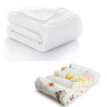 KASSY POP Kids Muslin Cotton Bath Towel, Blanket, Swaddle,105 X 105 cm with Pack of 5 Printed Face Towel Combo - (White and Printed)