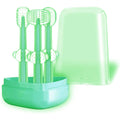 Kassy Pop Silicone Toothbrush Set For (0-18 months) Baby With Brushes Holder Case, Set Of 3 - Green