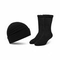 KASSY POP CURATED JUST FOR YOU Unisex Thermal Insulated Woollen Thick Socks with Cap Set Combo for Winter, Running, Hiking, Cold Weather for Men and Women (Black, Free Size)