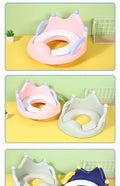 Kassy Pop Crown Shaped Baby Potty Training Seat with Soft Cushion Handles and Backrest for Round Oval Toilets - Blue