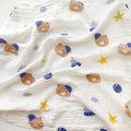 KASSY POP Kids Muslin Cotton Bath Towel, Blanket, Swaddle,105 X 105 cm - Teddy Print