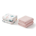 KASSY POP Kids Muslin Cotton Bath Towel, Blanket, Swaddle,105 X 105 cm - Pack of 2 (Pink and Printed)