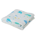 KASSY POP Kids Muslin Cotton Bath Towel, Blanket, Swaddle,105 X 105 cm - Blue Whale