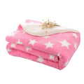 Kassy Pop Double Layer Minky Baby Hooded Receiving Blanket - Pink Star Hooded