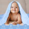 KASSY POP Kids Muslin Cotton Bath Towel, Blanket, Swaddle,105 X 105 cm - Pack of 2 (Blue and White)