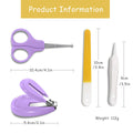 Kassy Pop 4-in-1 Baby Manicure Grooming Kit Set with Baby Nail, Scissor, File, and Tweezer - Purple