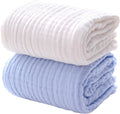 KASSY POP Kids Muslin Cotton Bath Towel, Blanket, Swaddle,105 X 105 cm - Pack of 2 (Blue and White)