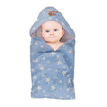 Kassy Pop Double Layer Minky Baby Hooded Receiving Blanket - Blue Star Hooded