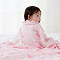 Kassy Pop 100% Bamboo Cotton Baby Swaddle Wrap Cum Receiving Blanket, 125x100 cm - Pink Unicorn Print