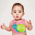 KASSY POP Waterproof Silicone Baby Feeding Bibs, Velcro Closure - Snail Print