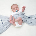 Kassy Pop 100% Bamboo Cotton Baby Swaddle Wrap Cum Receiving Blanket, 125x100 cm - Blue Unicorn Print