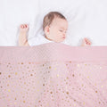 Kassy Pop Soft Fleece Multipurpose Receiving Blanket Wrapping Sheet - Pink Golden Stars