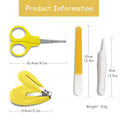 Kassy Pop 4-in-1 Baby Manicure Grooming Kit Set with Baby Nail, Scissor, File, and Tweezer - Yellow