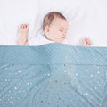Kassy Pop Soft Fleece Multipurpose Receiving Blanket Wrapping Sheet - Blue Golden Stars