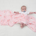 Kassy Pop 100% Bamboo Cotton Baby Swaddle Wrap Cum Receiving Blanket, 125x100 cm - Pink Unicorn Print