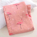 Kassy Pop 100% Bamboo Cotton Baby Swaddle Wrap Cum Receiving Blanket, 125x100 cm - Flamingo Print