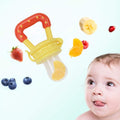 Kassy Pop Silicone Nipple Baby Feeding Nibbler Pacifier cum Teether with Handle - Red and Yellow