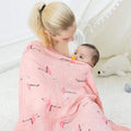 Kassy Pop 100% Bamboo Cotton Baby Swaddle Wrap Cum Receiving Blanket, 125x100 cm - Flamingo Print