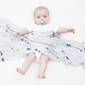 Kassy Pop 100% Bamboo Cotton Baby Swaddle Wrap Cum Receiving Blanket, 125x100 cm - Blue Unicorn Print