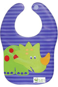 KASSY POP Waterproof Silicone Baby Feeding Bibs, Velcro Closure - Rhino Print
