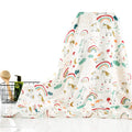 Kassy Pop 100% Bamboo Cotton Baby Swaddle Wrap Cum Receiving Blanket, 125x100 cm - Rainbow Print