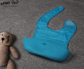 KASSY POP Waterproof Silicone Baby Feeding Bibs with Crumb Catcher, Adjustable Neck Loop - Blue