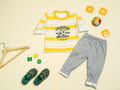 KASSY POP Soccer Champion Baby T-shirt and Pajamas Set for Kids - Yellow