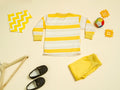KASSY POP Hit The Road Baby T-shirt and Pajamas Set for Kids - Yellow
