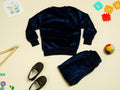 KASSY POP Teddy Wink Baby Fleece T-shirt and Pajamas Set for Kids - Navy Blue