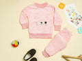 KASSY POP Teddy Wink Baby Fleece T-shirt and Pajamas Set for Kids - Baby Pink