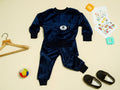 KASSY POP Teddy Wink Baby Fleece T-shirt and Pajamas Set for Kids - Navy Blue