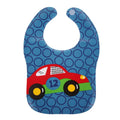 KASSY POP Waterproof Silicone Baby Feeding Bibs, Velcro Closure - Racing Car Print