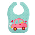 KASSY POP Waterproof Silicone Baby Feeding Bibs, Velcro Closure - Love Car Print
