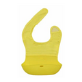 KASSY POP Waterproof Silicone Baby Feeding Bibs with Crumb Catcher, Adjustable Neck Loop - Yellow