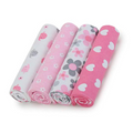 KASSY POP Baby Cotton Flannel Wrapping Sheets Blankets Swaddles (0-1.5 Years), Pack of 4 - Flower and Heart Print