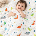 KASSY POP Kids Muslin Cotton Bath Towel, Blanket, Swaddle,105 X 105 cm - DINO PRINT