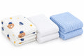 KASSY POP Kids Muslin Cotton Bath Towel, Blanket, Swaddle,105 X 105 cm - Pack of 3 (Blue, White and Teddy)