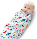 KASSY POP Baby Cotton Swaddle Adjustable Infant Wrap 23 X 23 Inches Baby Swaddle Blanket - Aeroplane Print