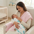 KASSY POP Kids Muslin Cotton Bath Towel, Blanket, Swaddle,105 X 105 cm - Pack of 2 (Pink and whale)